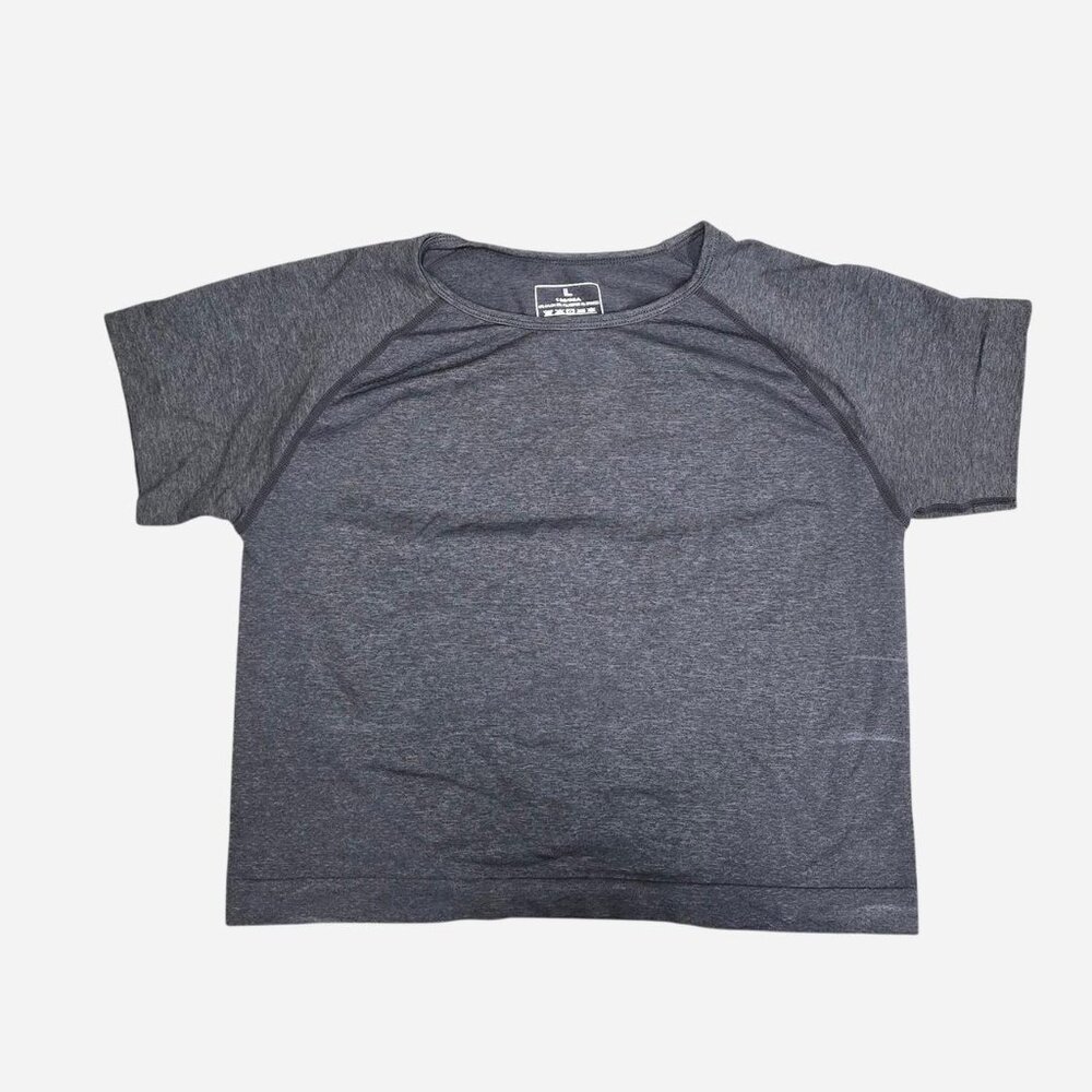 Women's Grey and Blue Crop-top